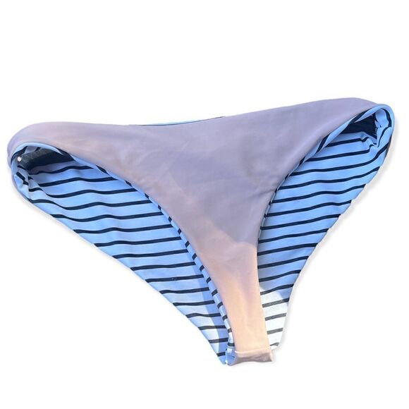BLACK STRIPED WHITE BIKINI BOTTOMS SMALL - Picture 7 of 7